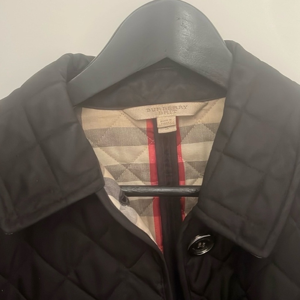 Burberry Brit Black Quilted Jacket with Nova Check Plaid- S - Picture 6 of 7